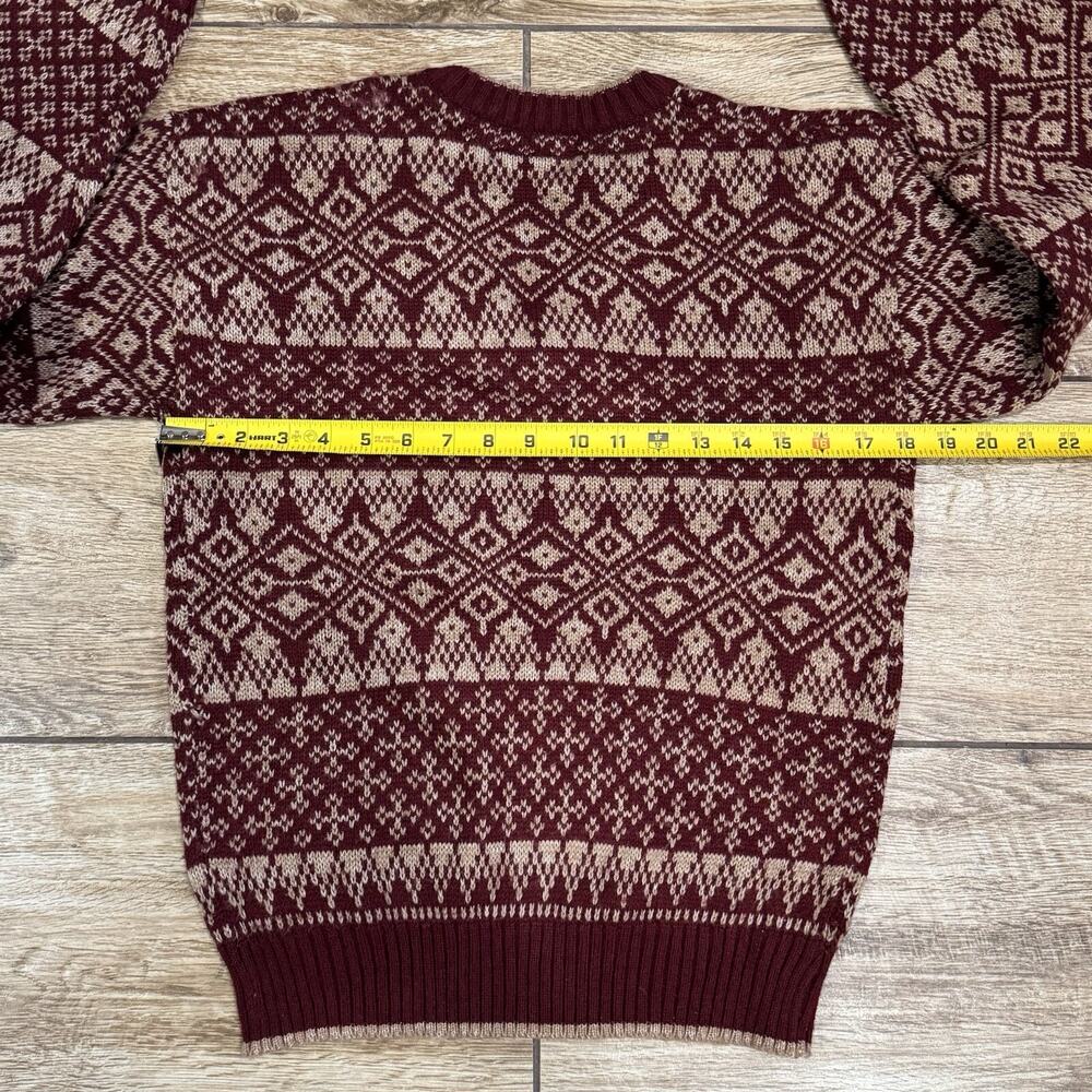Vtg 1970's Knit V-neck Sweater Men's Grandpa Ski Preppy M - Picture 6 of 9